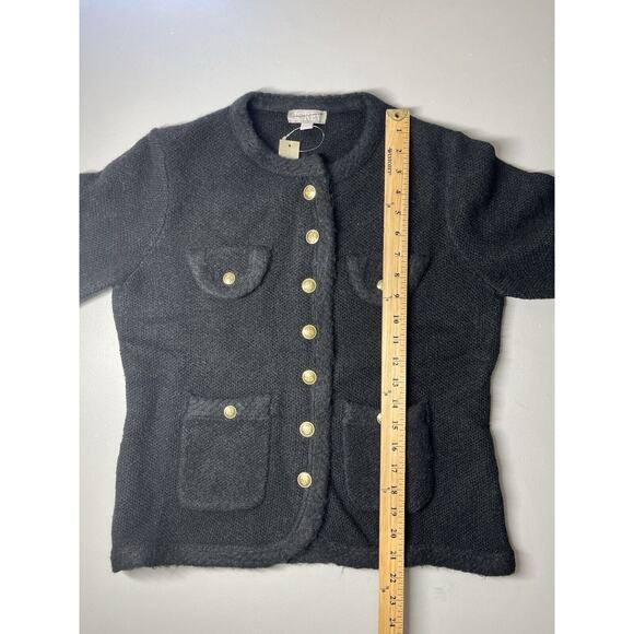 J Crew Textured Sweater Lady Jacket Small Black Gold Relaxed Classic Old Money - Picture 6 of 9